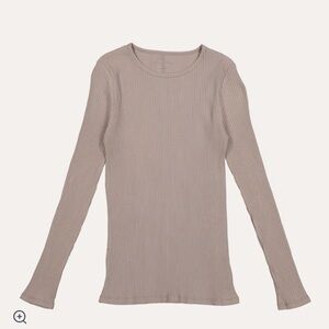 Stylish mocha Ribbed Long Sleeve Kids Tee by lovely Littles